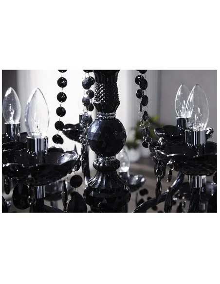Závěsná lampa diamantový lustr 15ramenný černý