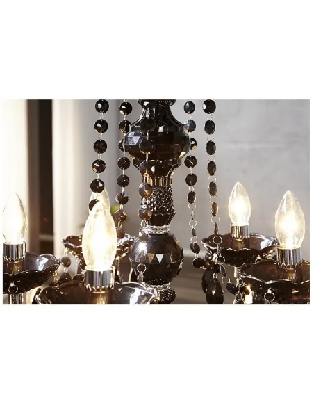 Závěsná lampa diamantový lustr 15ramenný černý