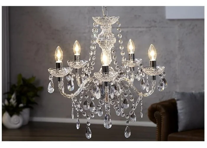 Závěsná lampa diamantový lustr 5ramenný čirý