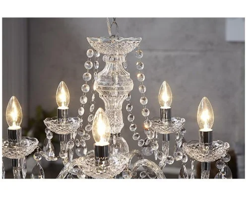 Závěsná lampa diamantový lustr 5ramenný čirý 2