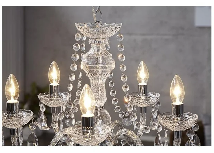 Závěsná lampa diamantový lustr 5ramenný čirý