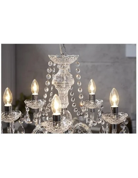 Závěsná lampa diamantový lustr 5ramenný čirý