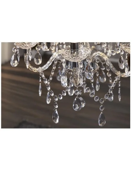 Závěsná lampa diamantový lustr 5ramenný čirý