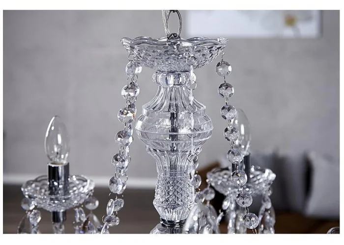 Závěsná lampa diamantový lustr 5ramenný čirý