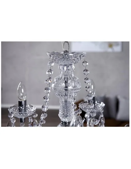 Závěsná lampa diamantový lustr 5ramenný čirý