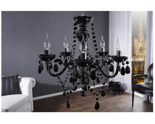 Závěsná lampa diamantový lustr 5ramenný černý