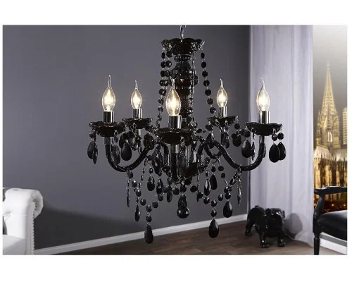 Závěsná lampa diamantový lustr 5ramenný černý 2