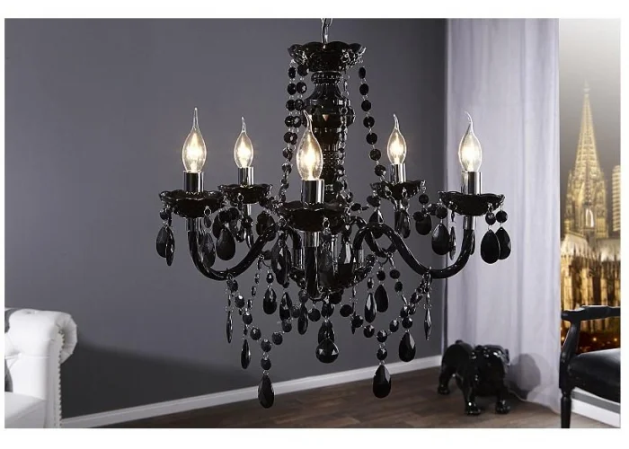 Závěsná lampa diamantový lustr 5ramenný černý