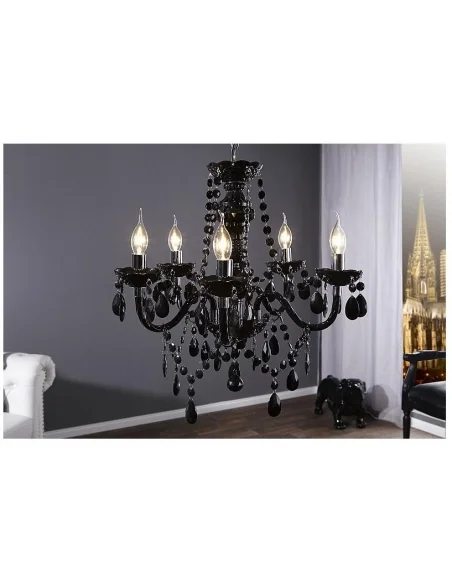 Závěsná lampa diamantový lustr 5ramenný černý