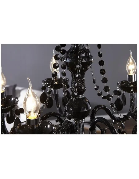 Závěsná lampa diamantový lustr 5ramenný černý