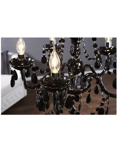 Závěsná lampa diamantový lustr 5ramenný černý