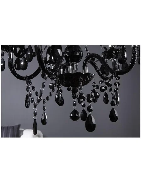 Závěsná lampa diamantový lustr 5ramenný černý