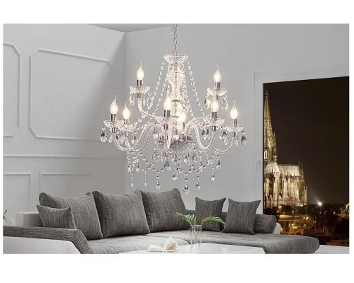 Závěsná lampa diamantový lustr 9ramenný čirý