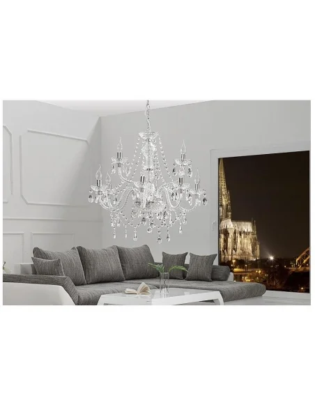 Závěsná lampa diamantový lustr 9ramenný čirý