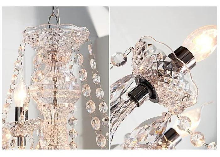 Závěsná lampa diamantový lustr 9ramenný čirý