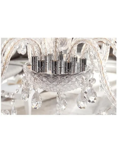 Závěsná lampa diamantový lustr 9ramenný čirý