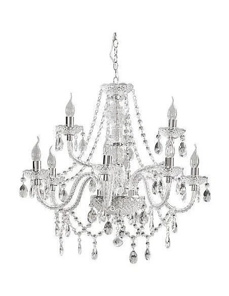 Závěsná lampa diamantový lustr 9ramenný čirý