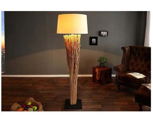 Stojací lampa v přírodním dřevě Euforie 175cm