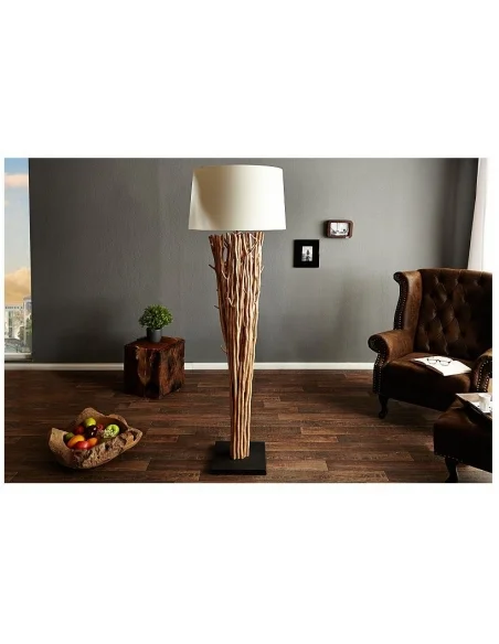 Stojací lampa v přírodním dřevě Euforie 175cm