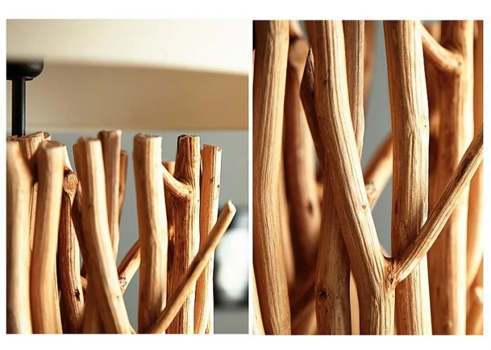 Stojací lampa v přírodním dřevě Euforie 175cm