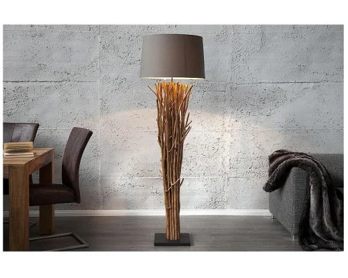 Stojací lampa přírodním dřevě Euforie hnědá 175cm