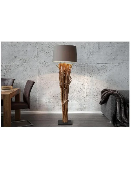 Stojací lampa přírodním dřevě Euforie hnědá 175cm
