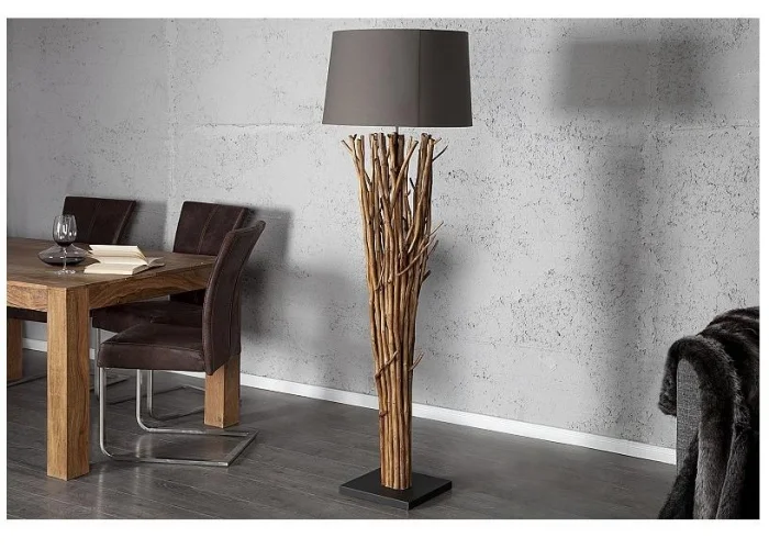 Stojací lampa přírodním dřevě Euforie hnědá 175cm