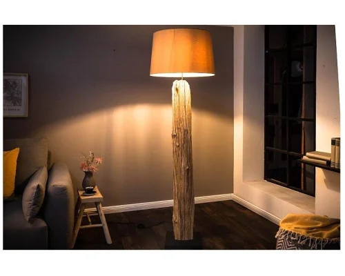 Stojací lampa v přírodním dřevě rousilique béžová