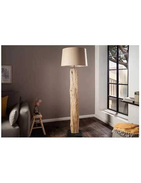 Stojací lampa v přírodním dřevě rousilique béžová