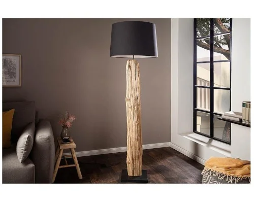 Stojací lampa v  přírodním dřevě rousilique černá