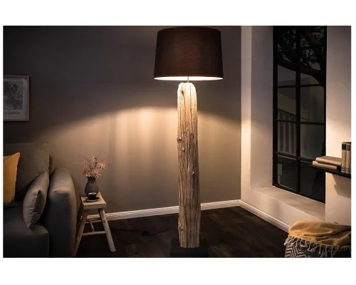Stojací lampa v  přírodním dřevě rousilique černá 2