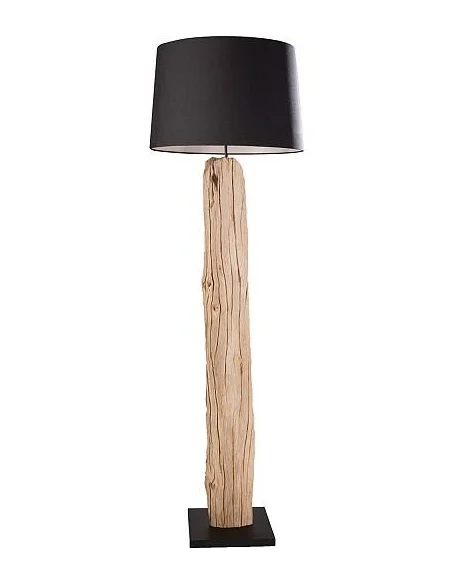 Stojací lampa v  přírodním dřevě rousilique černá
