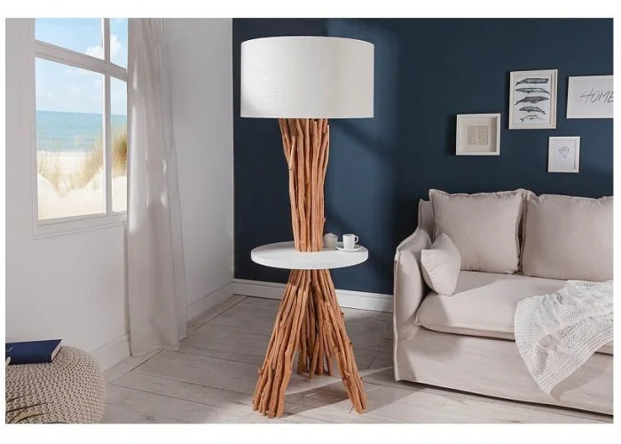 Stojací lampa servant dlouhé dřevo 153cm