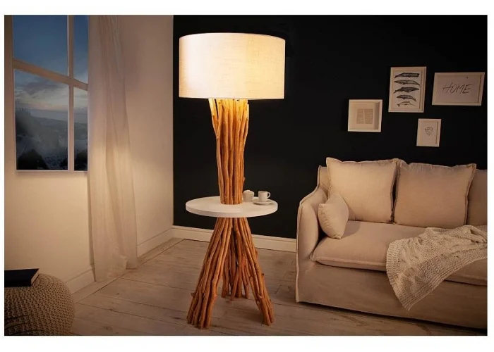 Stojací lampa servant dlouhé dřevo 153cm