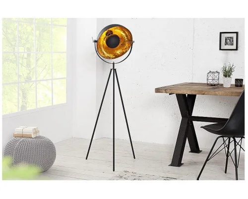 Stojací lampa studio černá zlatá 145cm