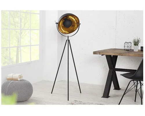 Stojací lampa studio černá zlatá 145cm 2
