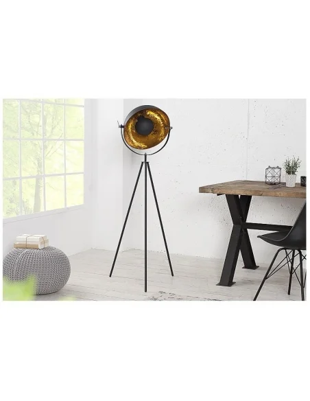 Stojací lampa studio černá zlatá 145cm