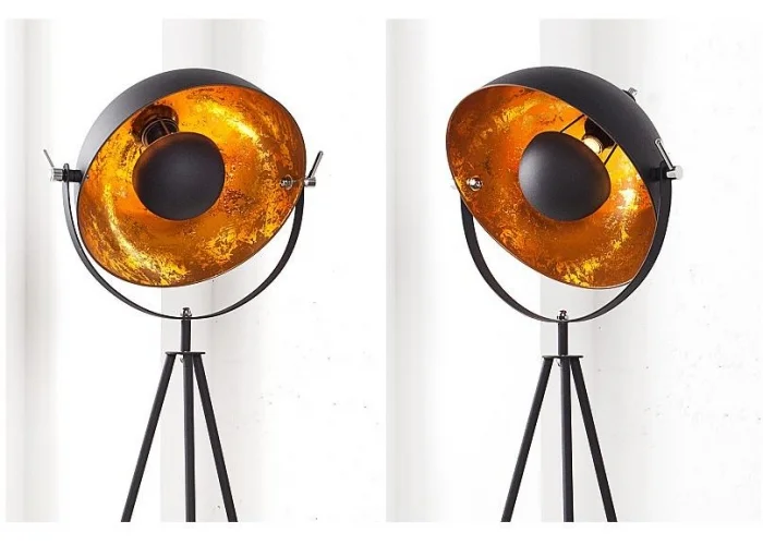 Stojací lampa studio černá zlatá 145cm