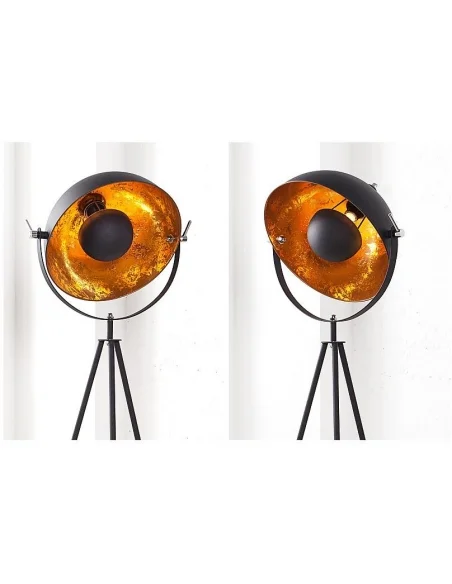 Stojací lampa studio černá zlatá 145cm