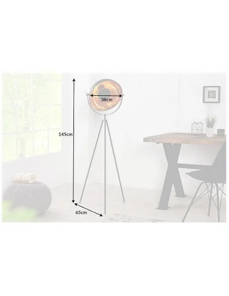 Stojací lampa studio černá zlatá 145cm