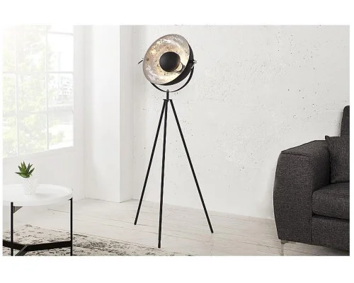 Stojací lampa Studio černá stříbrná 145cm