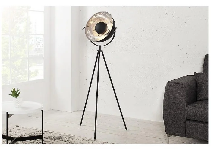 Stojací lampa Studio černá stříbrná 145cm
