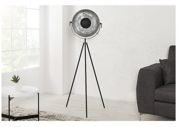 Stojací lampa Studio černá stříbrná 145cm