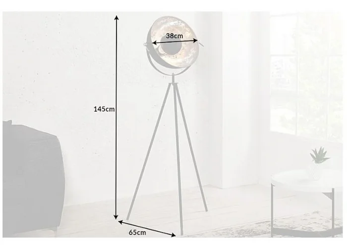 Stojací lampa Studio černá stříbrná 145cm