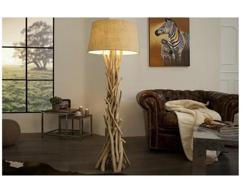 Stojací lampa divoká příroda z naplaveného dřeva 155cm