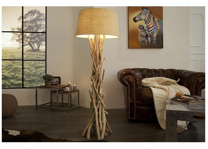 Stojací lampa divoká příroda z naplaveného dřeva 155cm