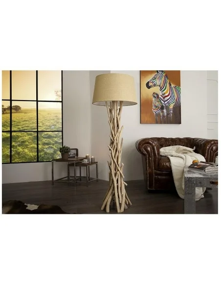 Stojací lampa divoká příroda z naplaveného dřeva 155cm