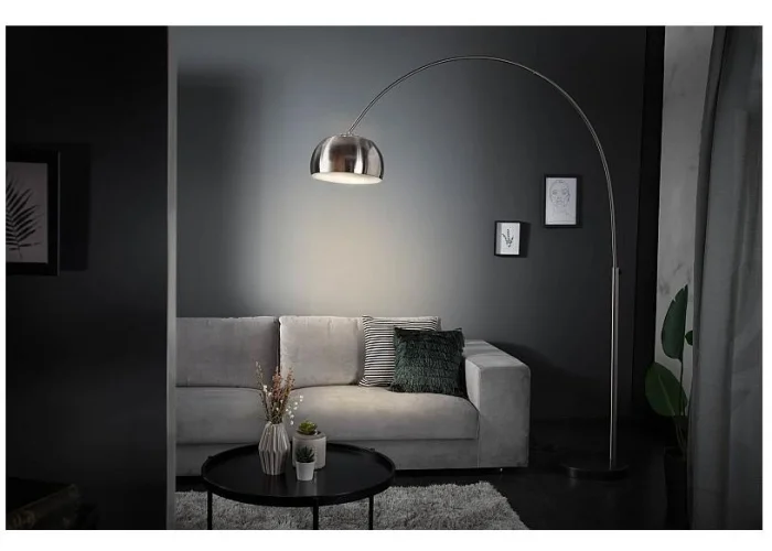 Stojací lampa Big Bow II kartáčovaný chrom 170-210cm