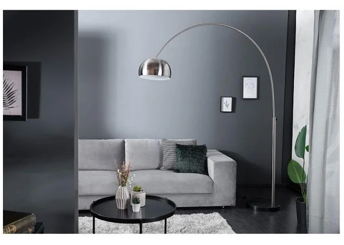 Stojací lampa Big Bow II kartáčovaný chrom 170-210cm