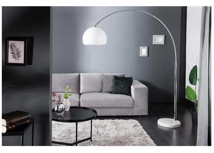 Stojací lampa Big Bow II bílá 175-205cm